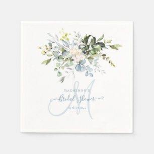 Serviette En Papier Aquarelle bleu gomme Eucalyptus Fête des mariées