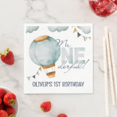 Serviette En Papier Aquarelle Bleu Hot Air Balloon M. ONEderful Boy (En situation)