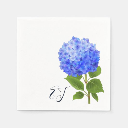 Serviette En Papier Aquarelle bleu Hydrangea (Devant)