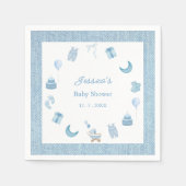 Serviette En Papier Aquarelle Bleu Jean Bébé Baby shower Denim (Devant)