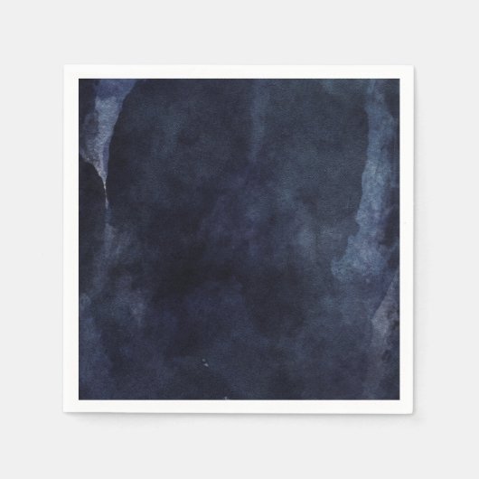 Serviette En Papier Aquarelle bleu marine Élégant Mariage moderne (Devant)