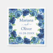 Serviette En Papier Aquarelle bleu marine Floral Mariage Papier (Devant)