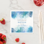 Serviette En Papier Aquarelle bleu moderne Boy Baptême Merci (En situation)