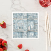 Serviette En Papier Aquarelle bleu pâle de la maison victorienne (En situation)