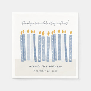 Serviette En Papier Aquarelle bleu pastel mignonne Bougies d'anniversa