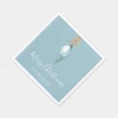 Serviette En Papier Aquarelle bleu peinte à la main Noël personnalisé (Coin)