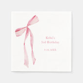 Serviette En Papier Aquarelle bleu rose Bow Anniversaire (Devant)