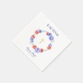 Serviette En Papier Aquarelle Bleu & Rouge Fleur Serviettes (Coin)