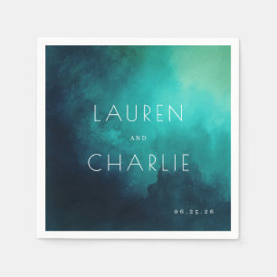 Serviette En Papier Aquarelle Bleu Serein