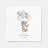 Serviette En Papier Aquarelle bleu Teddy Bear Baby shower garçon (Devant)