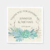 Serviette En Papier Aquarelle bleu Turquoise Aqua Mariage Succulent Pe (Devant)