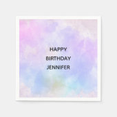 Serviette En Papier Aquarelle bleu violet élégant Anniversaire (Devant)