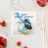 Serviette En Papier Aquarelle bleu Wren Joyeux Anniversaire Wrens Aqua (En situation)