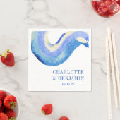 Serviette En Papier Aquarelle bleue Abstraite moderne Mariage personna (En situation)