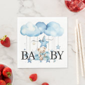 Serviette En Papier Aquarelle Bleue adorable Baby shower Ours En Teddy (En situation)