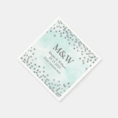 Serviette En Papier Aquarelle bleue Argent Confetti Mariage Napkin (Coin)