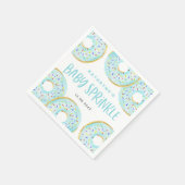 Serviette En Papier Aquarelle bleue Baby shower de donuts (Coin)