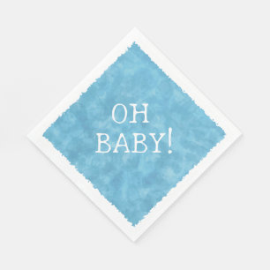 Serviette En Papier Aquarelle bleue Baby shower texte personnalisé Oh