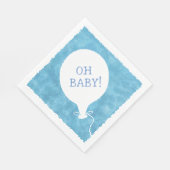 Serviette En Papier Aquarelle bleue Baby shower texte personnalisé Oh (Coin)