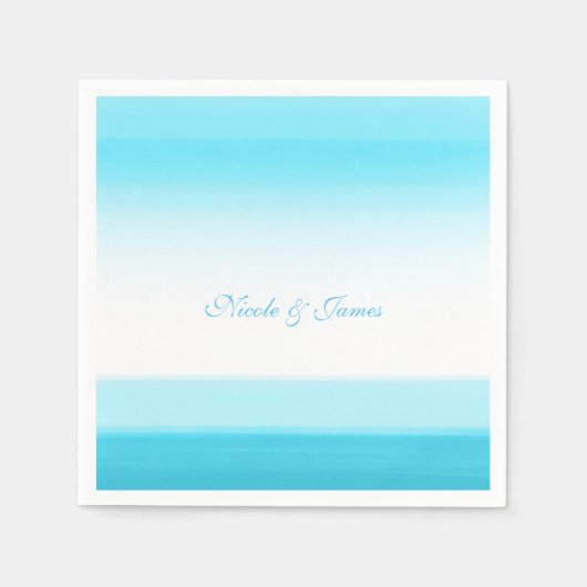 Serviette En Papier Aquarelle Bleue Bleu Clair Élégant Mariage serviet (Devant)