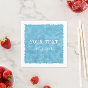 Serviette En Papier Aquarelle bleue du nom personnalisé