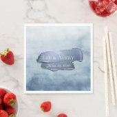 Serviette En Papier Aquarelle bleue et acrylique Dusty (En situation)