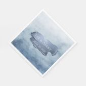 Serviette En Papier Aquarelle bleue et acrylique Dusty (Coin)