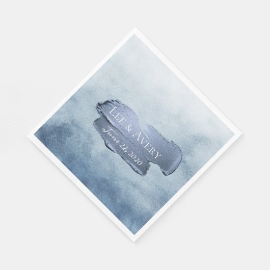 Serviette En Papier Aquarelle bleue et acrylique Dusty (Coin)