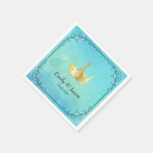 Serviette En Papier Aquarelle bleue et couronne (Coin)