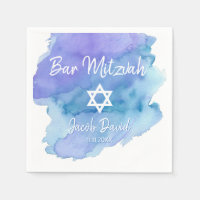 Aquarelle bleue étoile de David Bar Mitzvah