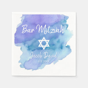 Serviette En Papier Aquarelle bleue étoile de David Bar Mitzvah