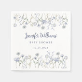 Serviette En Papier Aquarelle bleue fleur sauvage bébé garçon papier d (Devant)