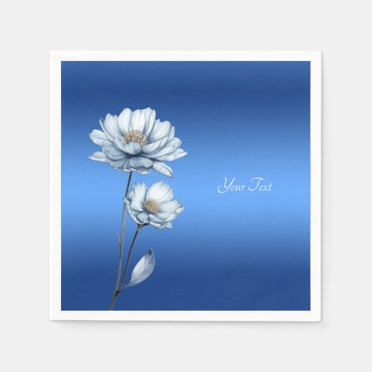 Serviette En Papier Aquarelle bleue Fleurs serviettes (Devant)