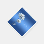 Serviette En Papier Aquarelle bleue Fleurs serviettes (Coin)