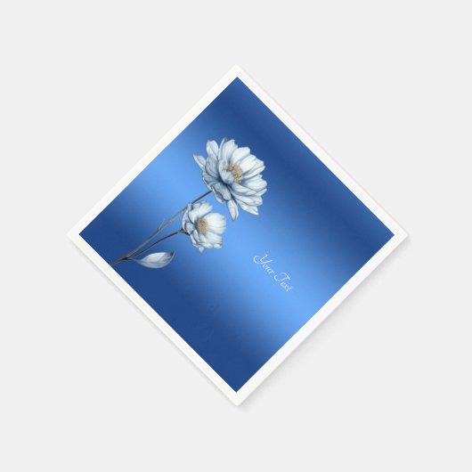 Serviette En Papier Aquarelle bleue Fleurs serviettes (Coin)