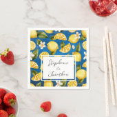 Serviette En Papier Aquarelle bleue Italia citron calligraphie Napkin (En situation)