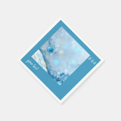 Serviette En Papier Aquarelle bleue luxueuse Abstraite Pearlescent (Coin)