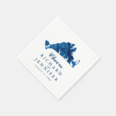 Serviette En Papier Aquarelle bleue Martha's Vineyard Map Mariage (Coin)