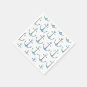 Serviette En Papier Aquarelle bleue. Motif de plage nautique (Coin)