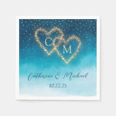 Serviette En Papier Aquarelle bleue Ombre Monogrammé (Devant)