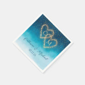 Serviette En Papier Aquarelle bleue Ombre Monogrammé (Coin)
