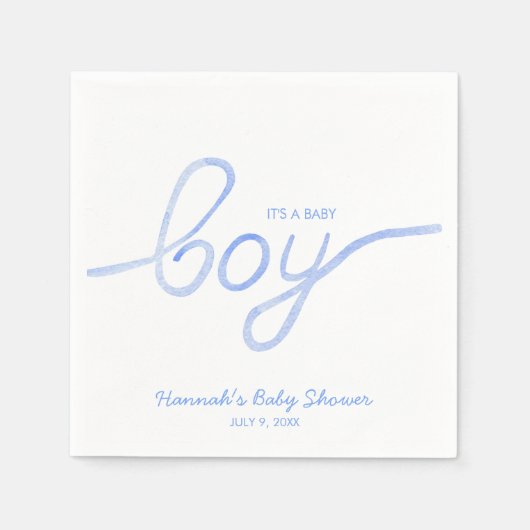 Serviette En Papier Aquarelle bleue personnalisée C'est une serviette (Devant)