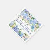 Serviette En Papier Aquarelle bleue personnalisée Floral (Coin)