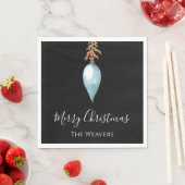 Serviette En Papier Aquarelle bleue personnalisée Noël Bauble (En situation)