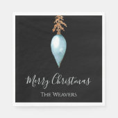 Serviette En Papier Aquarelle bleue personnalisée Noël Bauble (Devant)