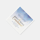 Serviette En Papier Aquarelle bleue Première communion sainte (Coin)