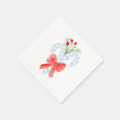 Serviette En Papier Aquarelle Blue Bow Candycane Cocktail Serviettes (Coin)