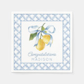 Serviette En Papier Aquarelle Blue Bow Lemons Personnalisé (Devant)