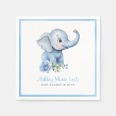 Serviette En Papier Aquarelle Blue Elephant Baby shower serviettes - C (Devant)