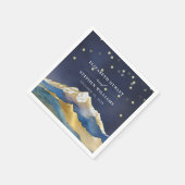 Serviette En Papier Aquarelle Blue Gold Foil Mountain Mariage extérieu (Coin)